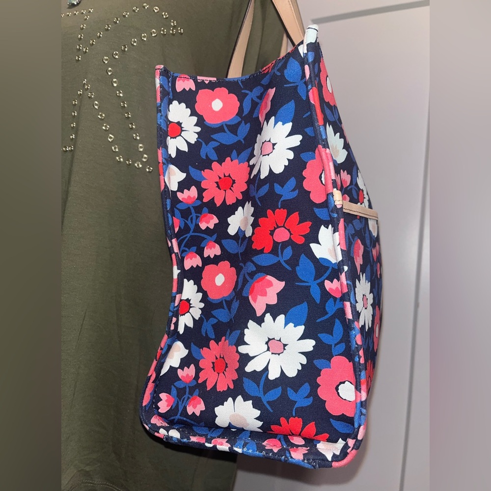 Kate Spade Washington Square Mega Sam Tote Rich Navy Pxru8568 Floral Print - Picture 2 of 10